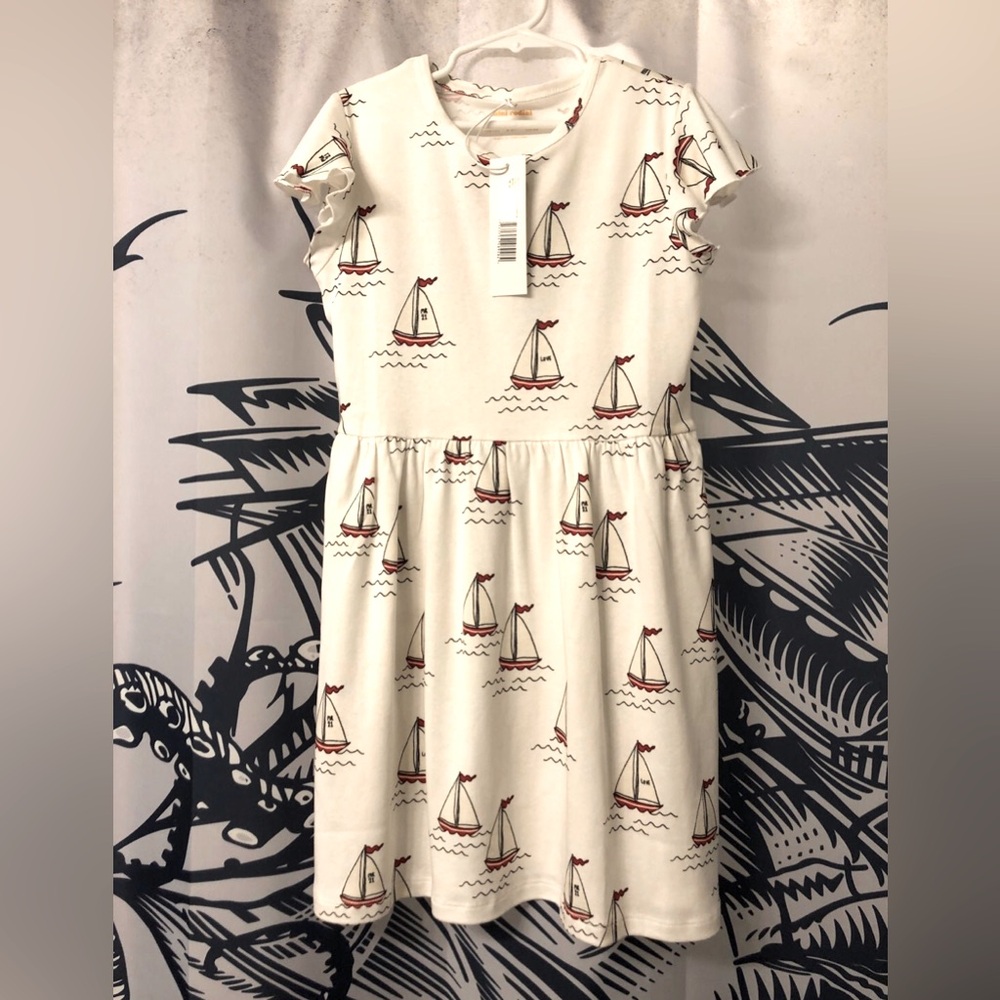 Mini rodini sailboat flutter sleeve sailboat dress new 128/134